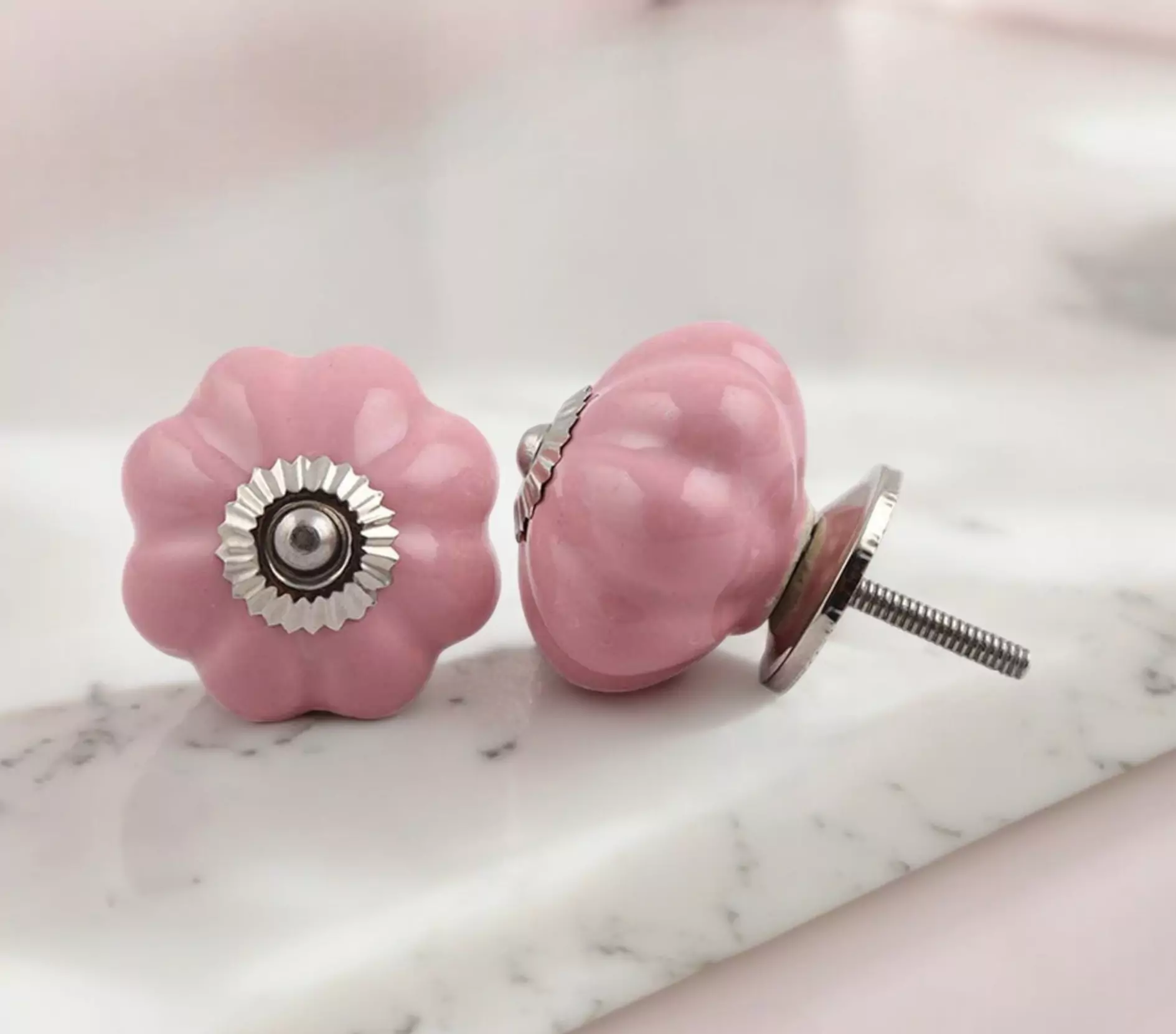 The Rose Flower Ceramic Pull Handmade Cabinet Door Knob
