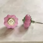 The Cracked Pink Flower Crackle Glazed Pink Ceramic Knob