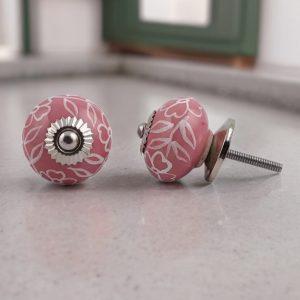 The Pink Glazed Flower Wrap Intricate Pink Ceramic Hardware