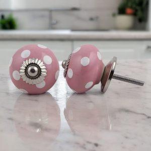 The Polka Pink Knob Pink Spotty Ceramic Drawer Hardware