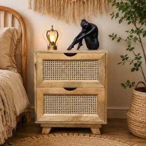 rattan-bedside table
