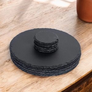 round slate place mat set