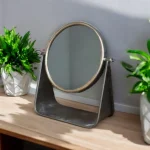 small metal tabletop vanity mirror