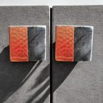 square slate grey cabinet knob hammered copper