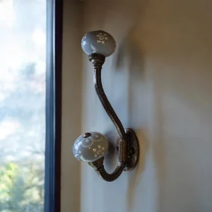 vintage grey ceramic coat hook