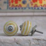 The Yellow Spiral Yellow & White Striped Ceramic Drawer Pull