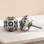 The Black Iris Flower Shaped Decorative Ceramic Door Knob