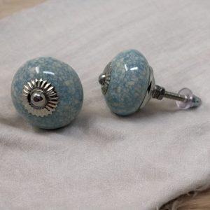 The Marbled Sky Pull Light Blue Marbled Ceramic Glaze Knob