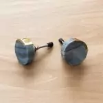 The Brass Edge Grey Stone Door Knob Unique Marbled Pull