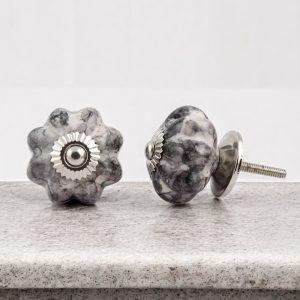 The Marbled Black Flower Black Marbled Ceramic Door Knob