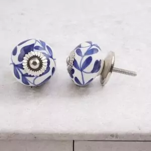 The Blue Flower Circle Dark Blue Decorative Cabinet Knob Pull