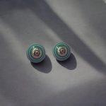 The Teal Glazed Symmetry Striped Ceramic Cabinet Door Knob